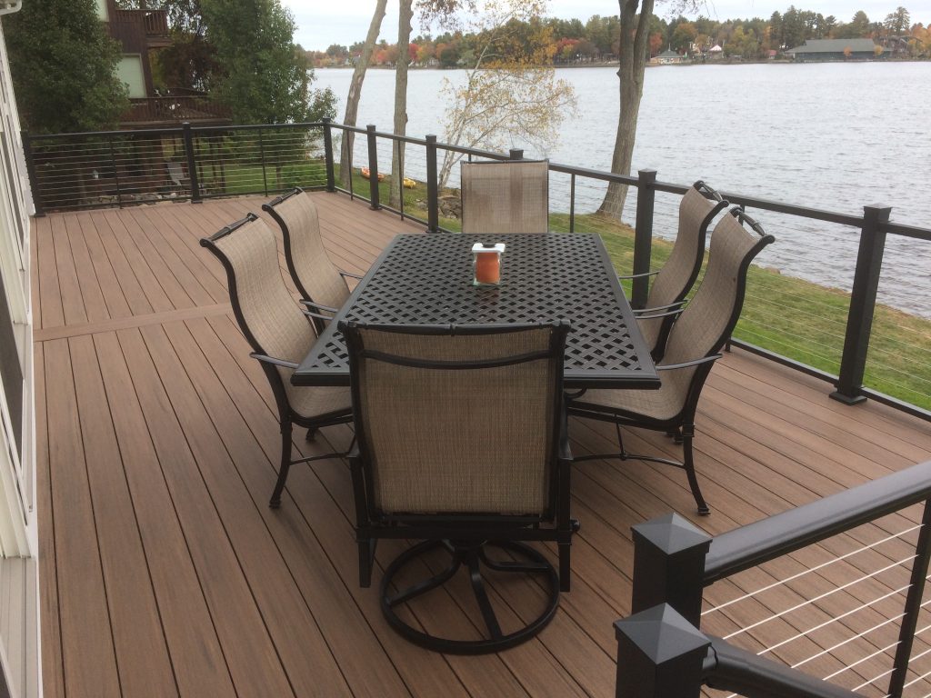 Aluminum Cable Railing System on Deck Overlooking Lake in New Hampshire