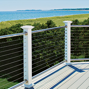 Stainless steel cable railing on the ocean