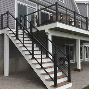 Aluminum cable railing system on a newly remodeled home