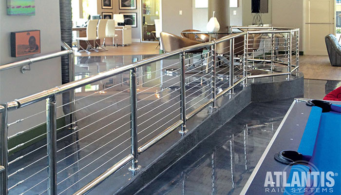 Cable railings in commercial buildings - office space.